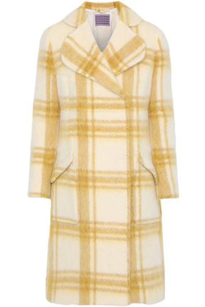 Alexa Chung Alexachung Woman Double-breasted Checked Wool-blend Coat Mustard