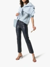 JOSEPH JOSEPH NAVY DEN BUTTONED CROPPED LEATHER TROUSERS,JF00283013533536