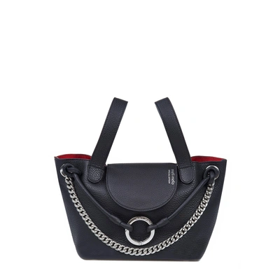 Meli Melo Linked Thela Mini Black Leather Cross Body Bag For Women