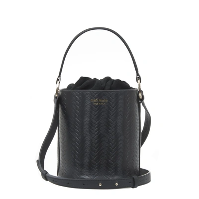 Meli Melo Santina Black Woven Bucket Bag For Women