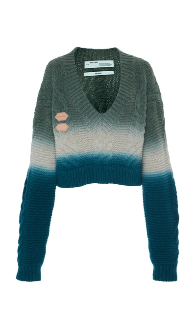 Off-white Wool-cashmere Tie-dye V-neck Jumper In Multicoloured