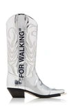 OFF-WHITE "FOR WALKING" METALLIC COWBOY BOOTS,727284