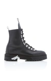 Off-white Hiking Textured-leather Ankle Boots In Black