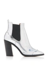 OFF-WHITE METALLIC LEATHER ANKLE BOOTS,727777