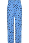 GANNI GANNI WOMAN ROSEBURG FLORAL-PRINT CREPE DE CHINE STRAIGHT-LEG PANTS AZURE,3074457345620100697