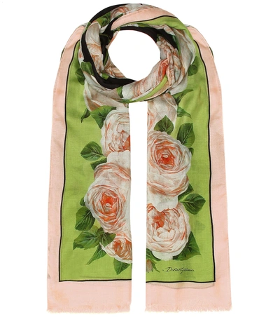 Dolce & Gabbana Printed Modal And Cashmere Scarf In Black