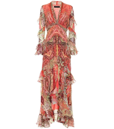 Etro Ruffled Printed Silk-chiffon Maxi Dress In Coral