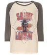 SAINT LAURENT PRINTED COTTON AND WOOL T-SHIRT,P00356551