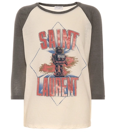 Saint Laurent Printed Cotton And Wool T-shirt In Multicoloured