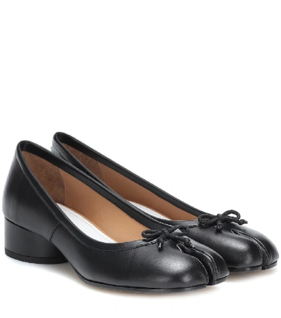 Maison Margiela Split-toe Design Black Lambskin Pumps With Calfskin Lining