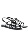 Saint Laurent Black Patent Cassandra Open Sandals In Nero