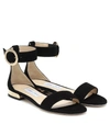 Jimmy Choo Jamie Flat Suede Sandals In Black