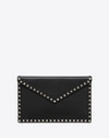 Valentino Rockstud Leather Envelope Pouch - Black In Black