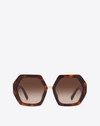 VALENTINO VALENTINO OCCHIALI HEXAGONAL OVERSIZED VLOGO ACETATE SUNGLASSES