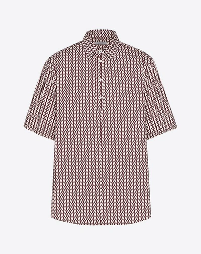 Valentino Optical-print Cotton Shirt In Maroon