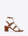 Valentino 60mm Rockstud Leather Sandals In Brown