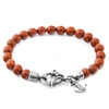 ANCHOR & CREW Red Jasper Port Silver & Stone Bracelet