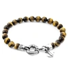 ANCHOR & CREW Silver & Brown Tigers Eye Stone Port Bracelet