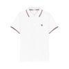 Moncler Cotton Piquet Polo Shirt With Tricolor Trim In White