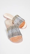 Giuseppe Zanotti Crystal-embellished Flat Metallic Slide Sandals In Rose