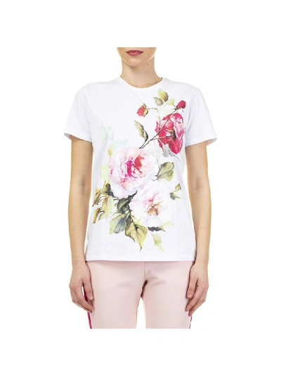 Blugirl Flower Print Jersey T-shirt In White