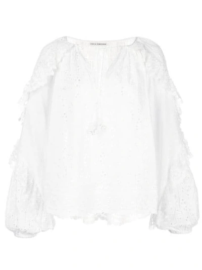 Ulla Johnson Ruffled Broderie Anglaise Blouse - 白色 In White