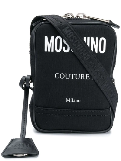 Moschino Contrast Logo Shoulder Bag In Black