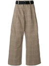 SACAI WIDE LEG CHECK TROUSERS