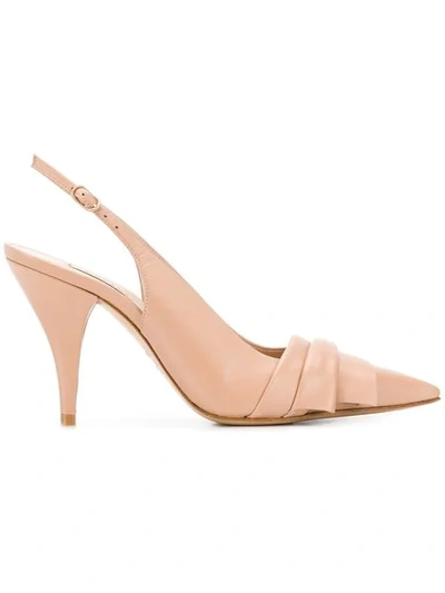 Casadei Draped Pointed Slingback Sandals - 大地色 In Neutrals