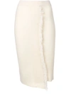 CASHMERE IN LOVE CASHMERE IN LOVE HIGH-WAISTED FRINGED SKIRT - 白色