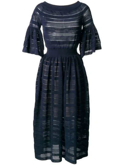 Antonino Valenti Perforated Detail Flared Dress - 蓝色 In Blue