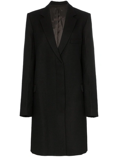 Helmut Lang Essential Crombie Wool Coat In Black