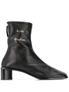 Acne Studios Bertine Logo-print Square-toe Leather Boots In Black