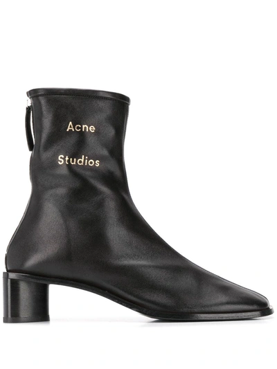 Acne Studios 黑色 Branded 中跟踝靴 In Black