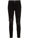 AMIRI AMIRI DISTRESSED DETAIL RIBBED KNEE SKINNY JEANS - 黑色