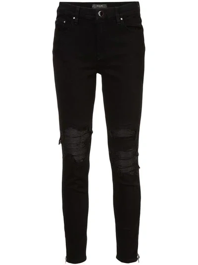 Amiri Distressed Detail Ribbed Knee Skinny Jeans - 黑色 In Black