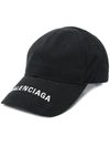 Balenciaga Logo Embroidered Cap In Black White