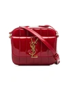 SAINT LAURENT PILLARBOX RED VICKY QUILTED PATENT LEATHER CAMERA BAG