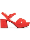 Prada Suede Crisscross Ankle-wrap 65mm Sandals In Red