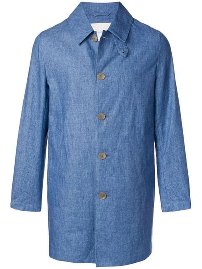 Mackintosh Light Indigo Storm System Linen Short Coat Gm-002b/bt In Blue