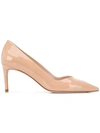 STUART WEITZMAN STUART WEITZMAN PATENT MID-HEEL PUMPS - 大地色