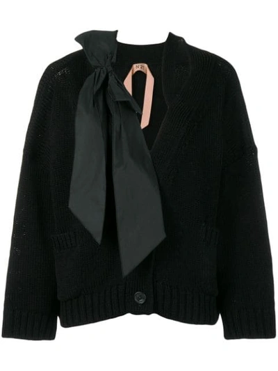 N°21 Nº21 Bow Knitted Cardigan - 黑色 In Black