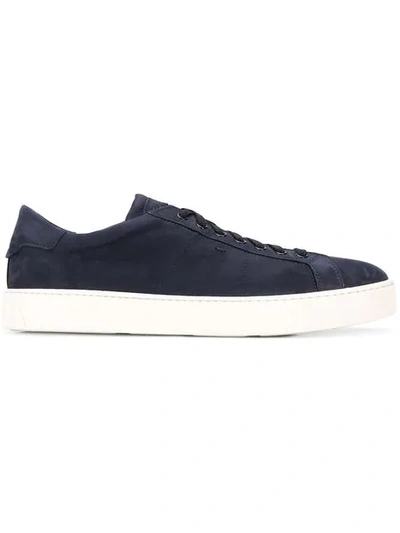 Santoni Flat Lace-up Trainers In Navy