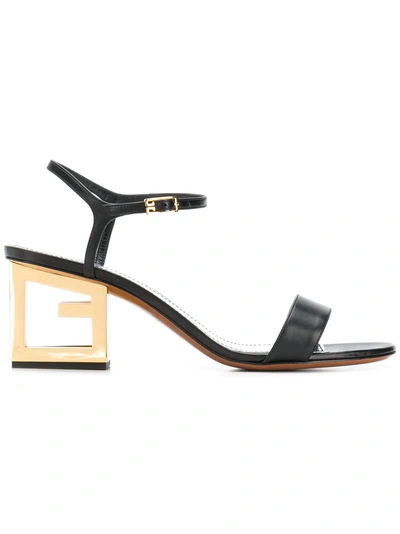 Givenchy Black 60 Triangle Cut-out Heel Leather Sandals - 黑色 In Black