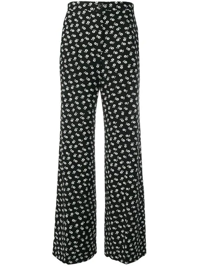 Alexa Chung Floral-print Wide-leg Crepe Trousers In 900/002 Black Cream