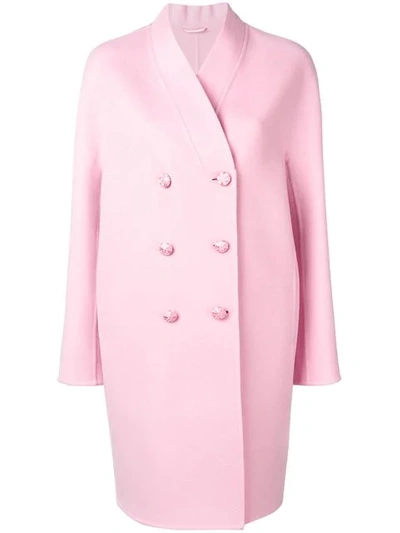 Ermanno Scervino Double Breasted Midi Coat In Pink