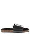 SAINT LAURENT JIMMY BLACK LEATHER SANDALS WITH STUDS DETAILS