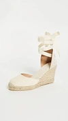 Soludos Canvas Ankle-wrap Wedge Espadrilles In Blush