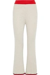 BY MALENE BIRGER BY MALENE BIRGER WOMAN TREQUENCI RIBBED-KNIT FLARED PANTS IVORY,3074457345620223882