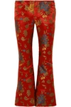 MARQUES' ALMEIDA MARQUES' ALMEIDA WOMAN SATIN-JACQUARD FLARED PANTS RED,3074457345619857786